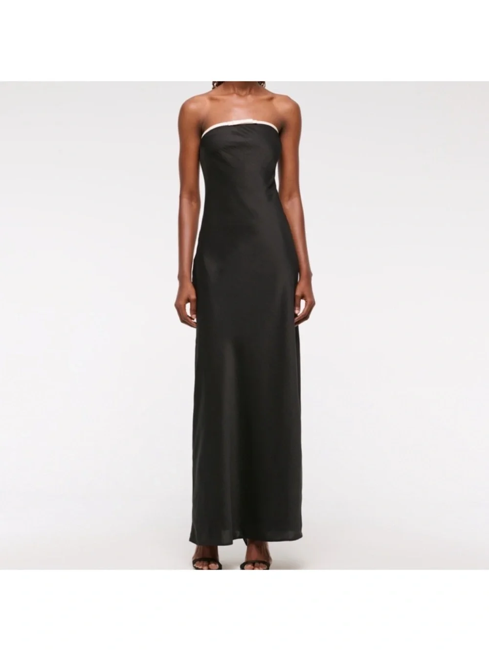 Abercrombie & Fitch Strapless Black Maxi with White Trim